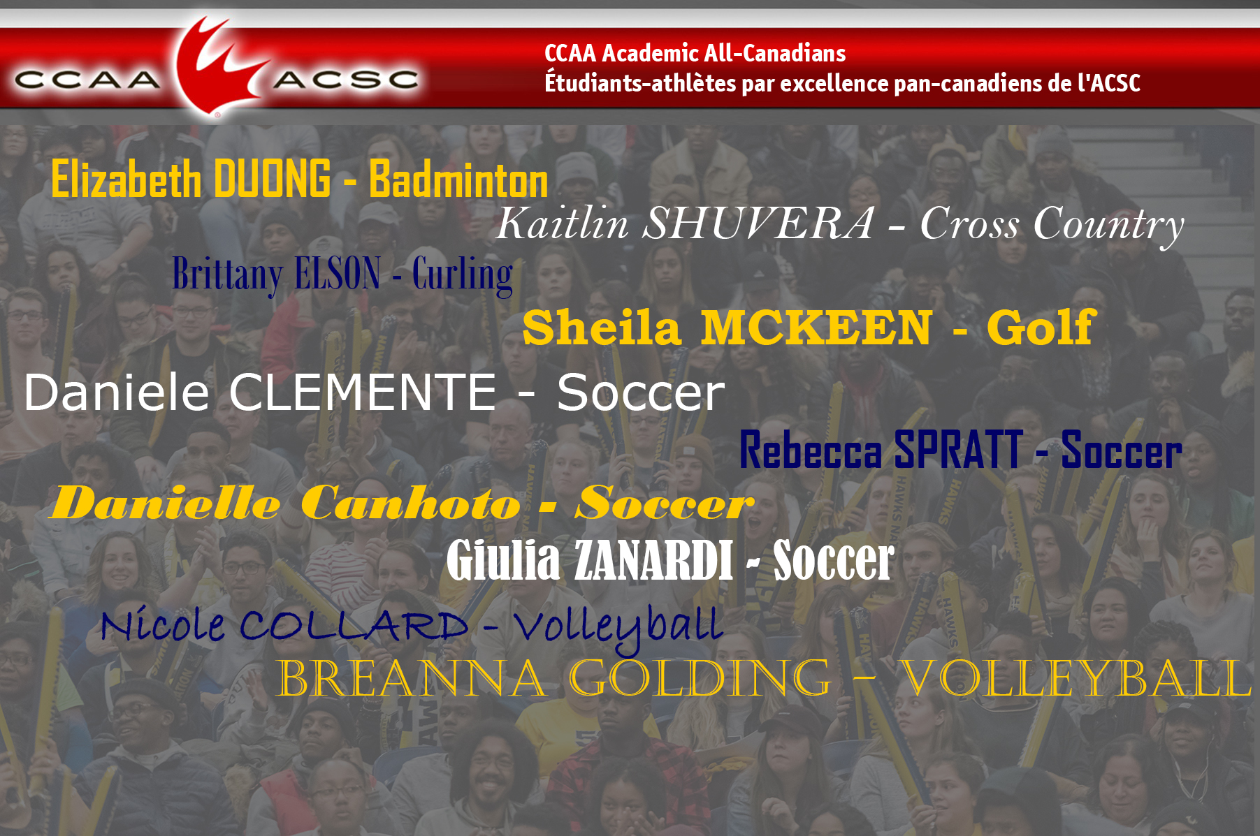 TEN HAWKS NAMED CCAA ACADEMIC ALL-CANADIAN