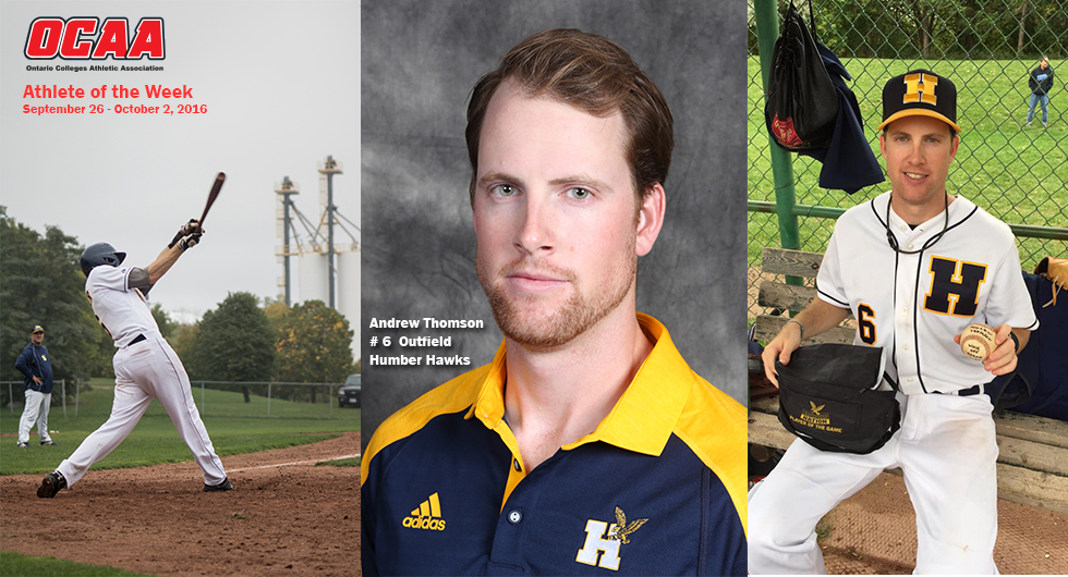 HAWKS THOMSON NAMED OCAA BASEBALL ATHLETE OF THE WEEK