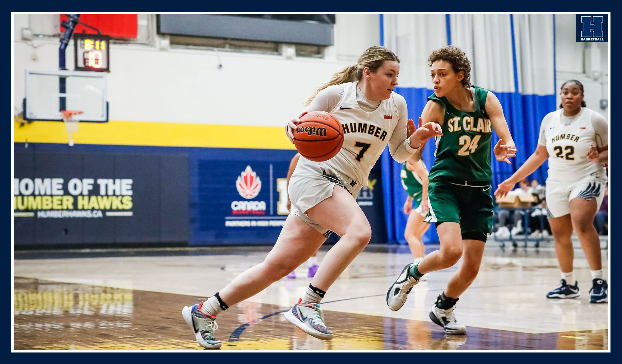 Nicole Chateau drives past a Saint defender